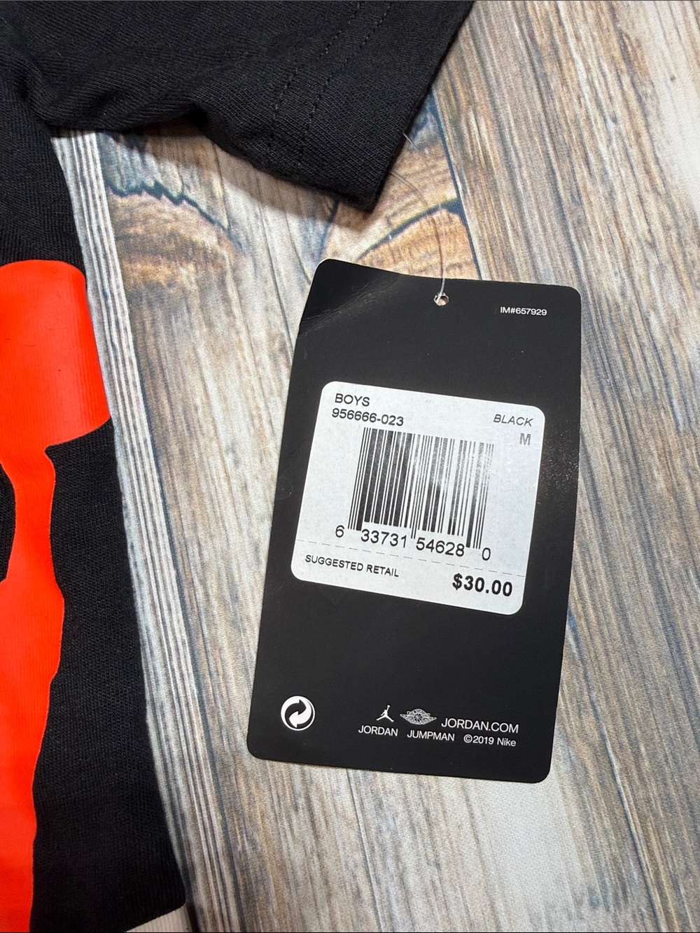 Jordan Black Short Sleeve T-Shirt with Red Jumpman Graphic - Picture 2 of 4